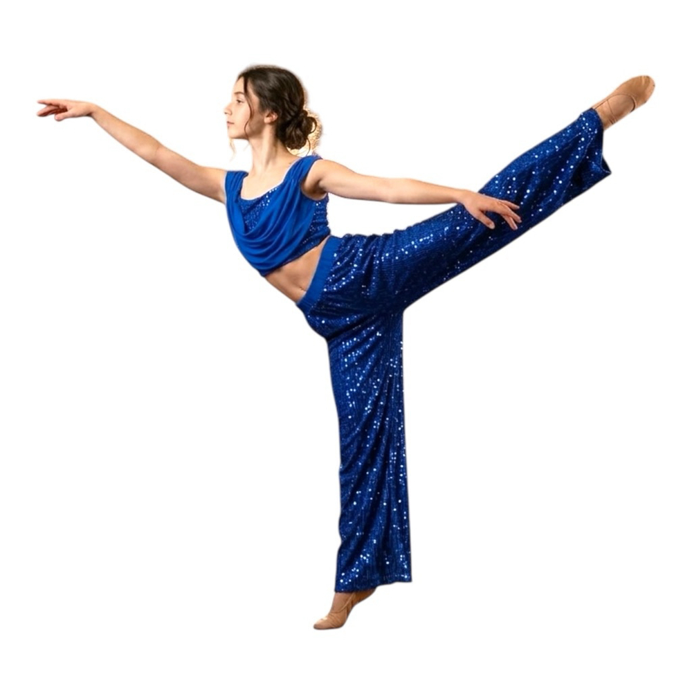 Royal Blue Sequin Lyrical Dance Costume Set NWT Size S Two Piece Ballet Contempo